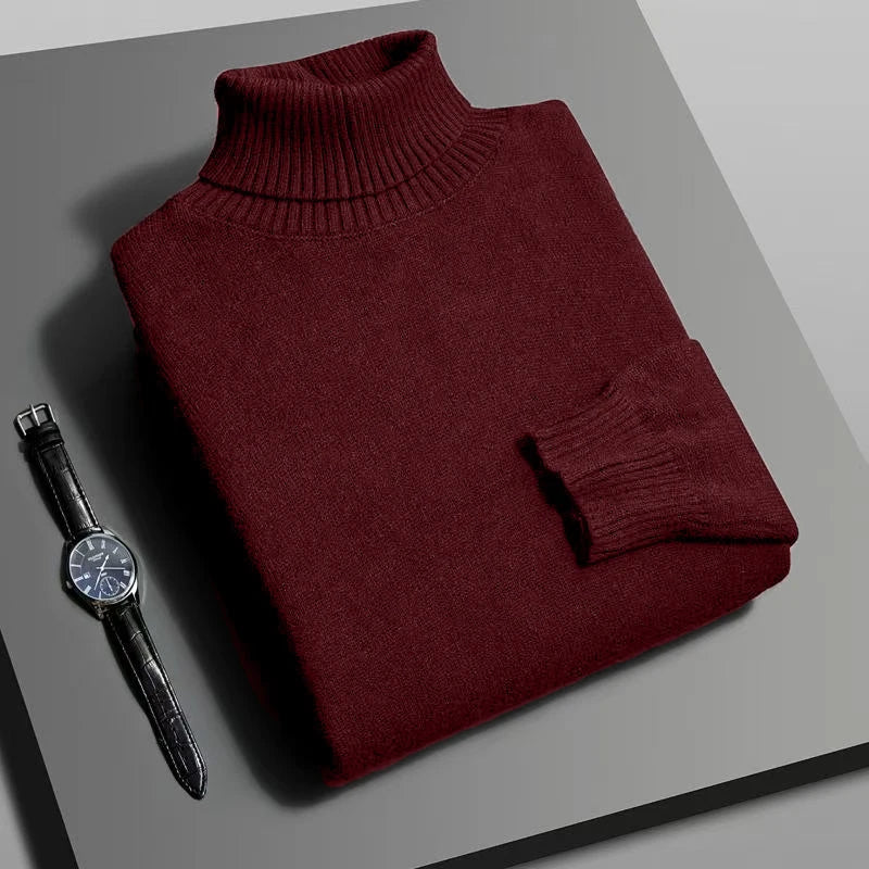 Men’s Elegant High Neck Knitted Sweater 