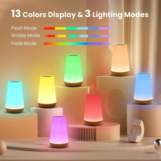 GB Touch & Remote Control Lamp – 13 Colors, Portable & USB Rechargeable