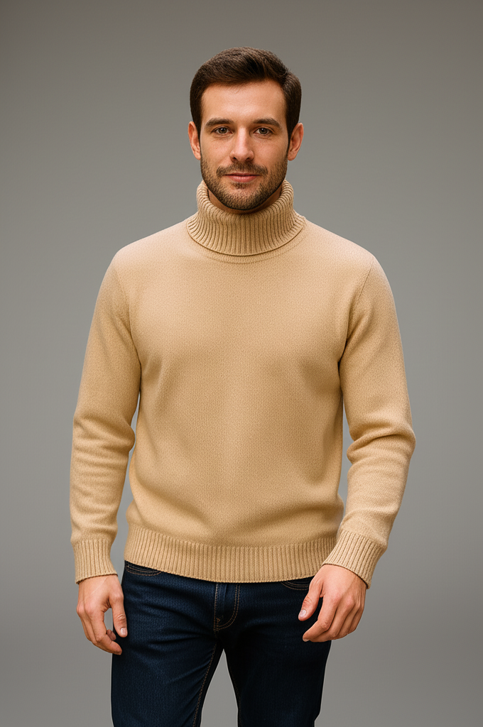 Men’s Elegant High Neck Knitted Sweater 