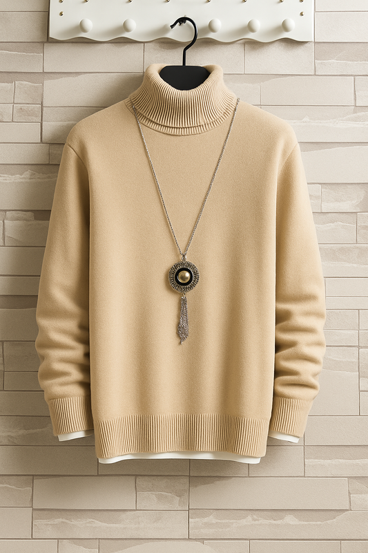 Men’s Elegant High Neck Knitted Sweater 