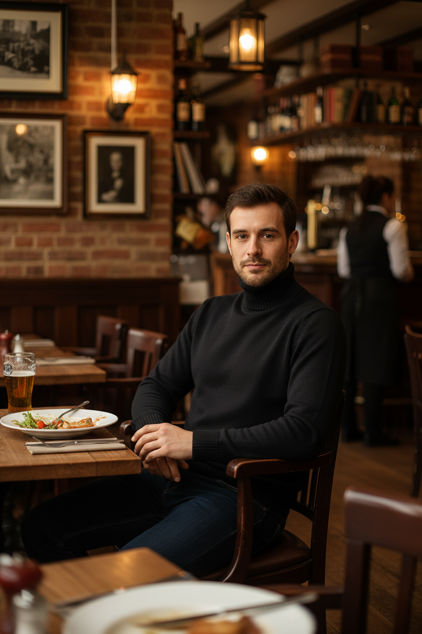 Men’s Elegant High Neck Knitted Sweater 