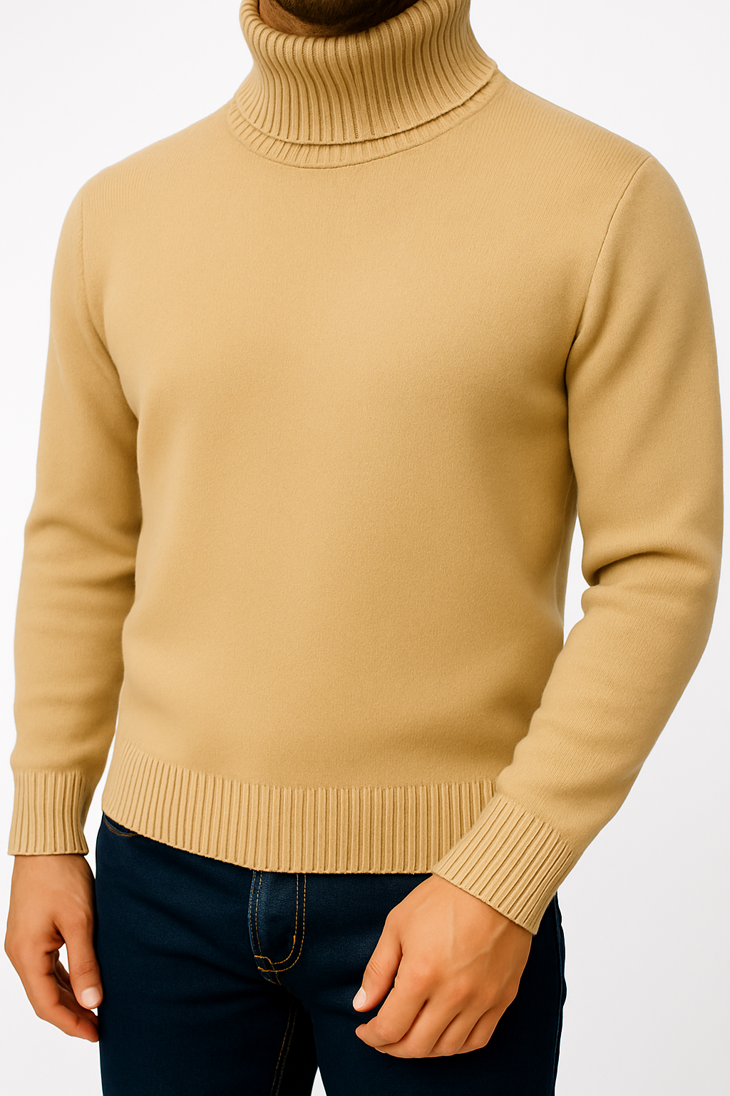 Men’s Elegant High Neck Knitted Sweater 
