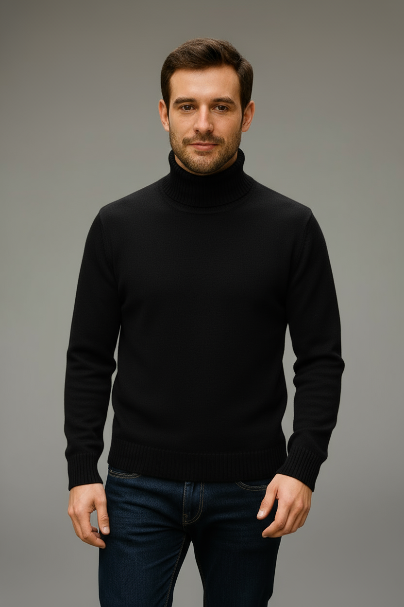 Men’s Elegant High Neck Knitted Sweater 