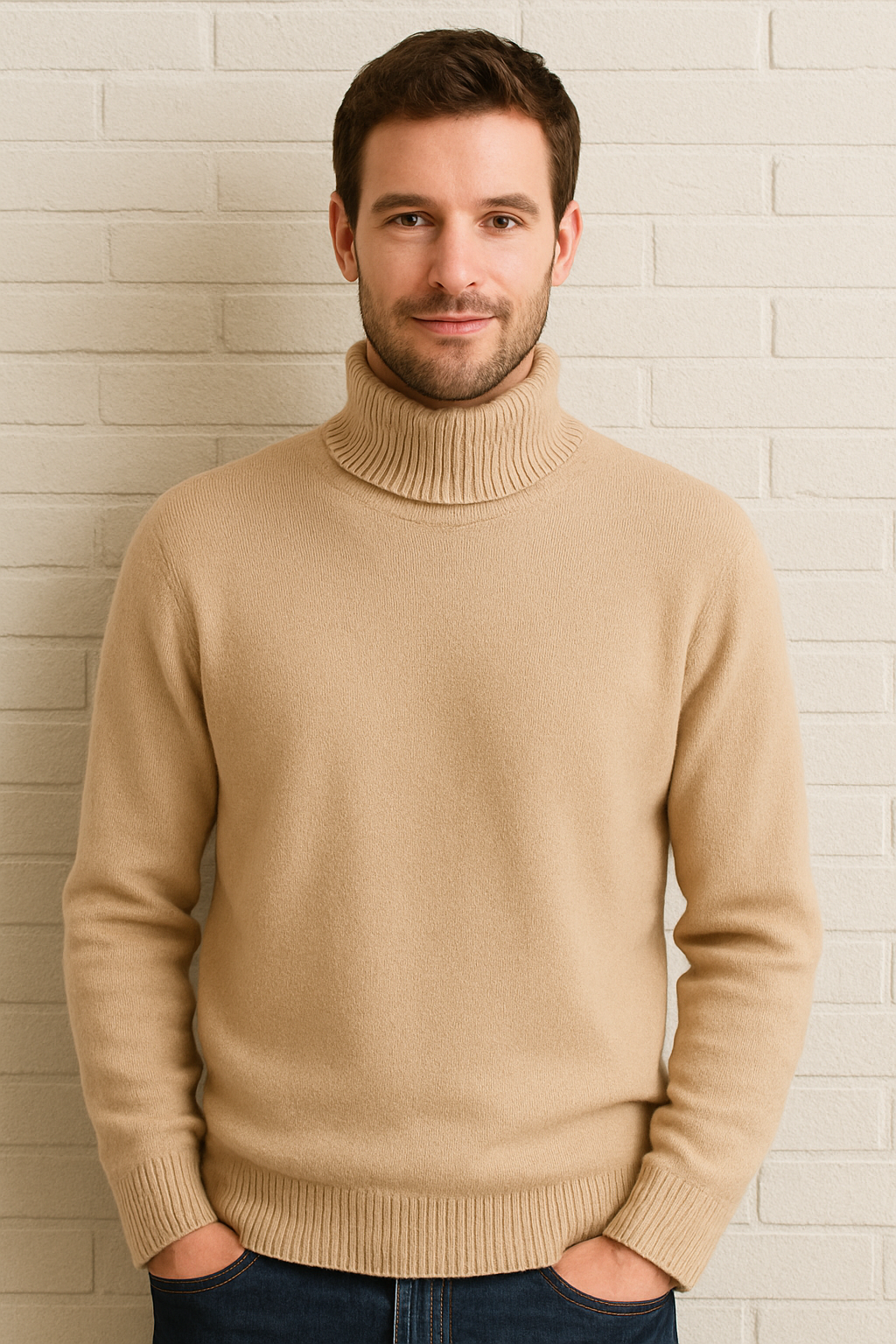 Men’s Elegant High Neck Knitted Sweater 
