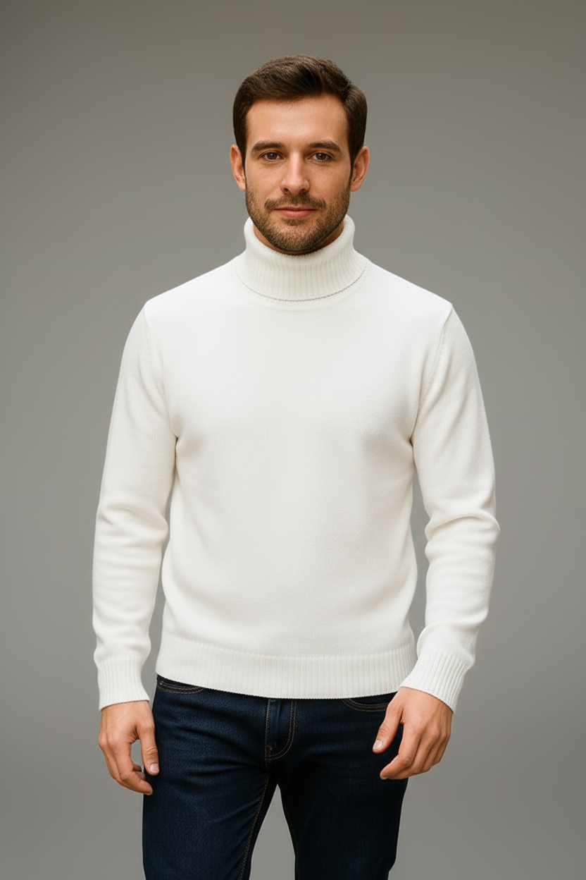 Men’s Elegant High Neck Knitted Sweater 