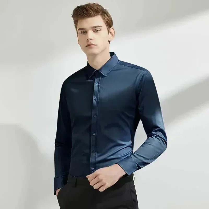 Men’s Slim Fit Satin Dress Shirt