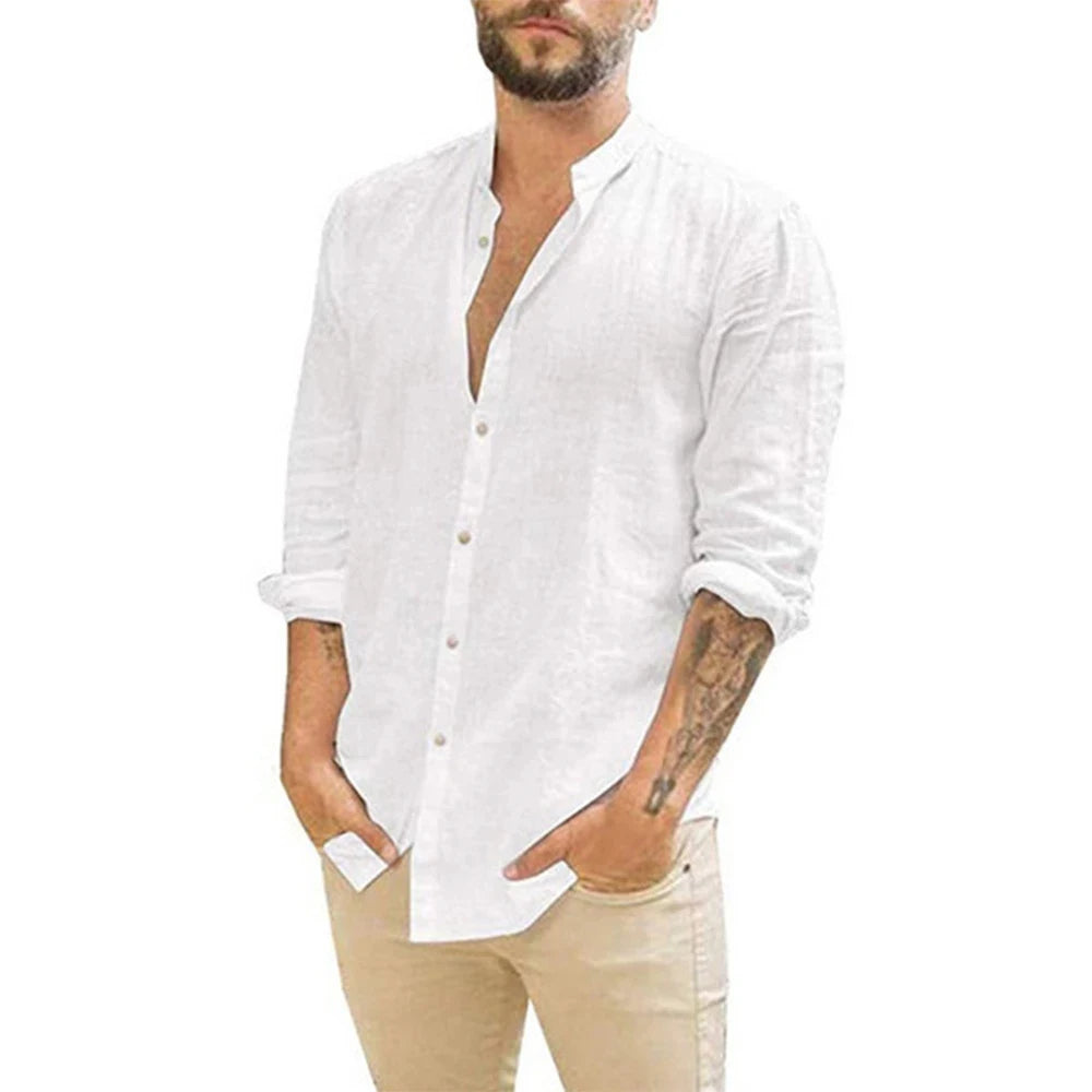 Men’s Casual Linen Long Sleeve Shirt&nbsp;
