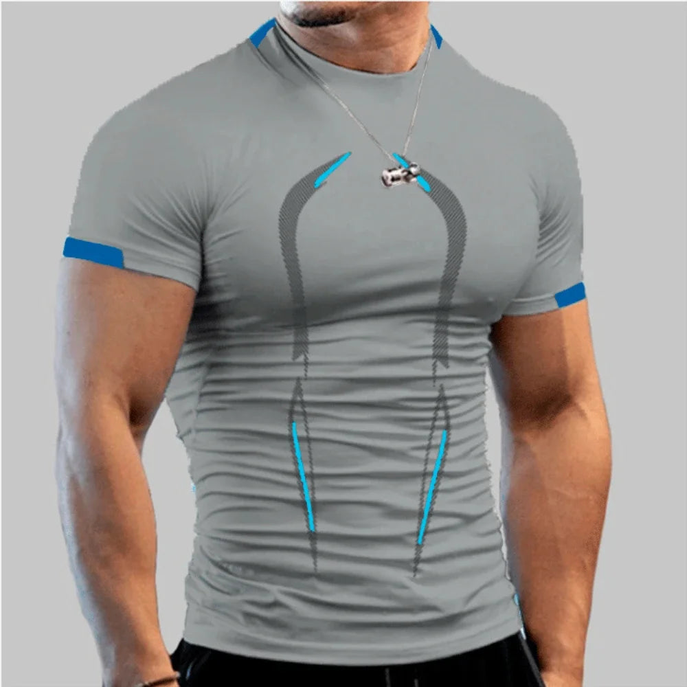 Men’s Performance Compression T-Shirt – White &amp; Blue