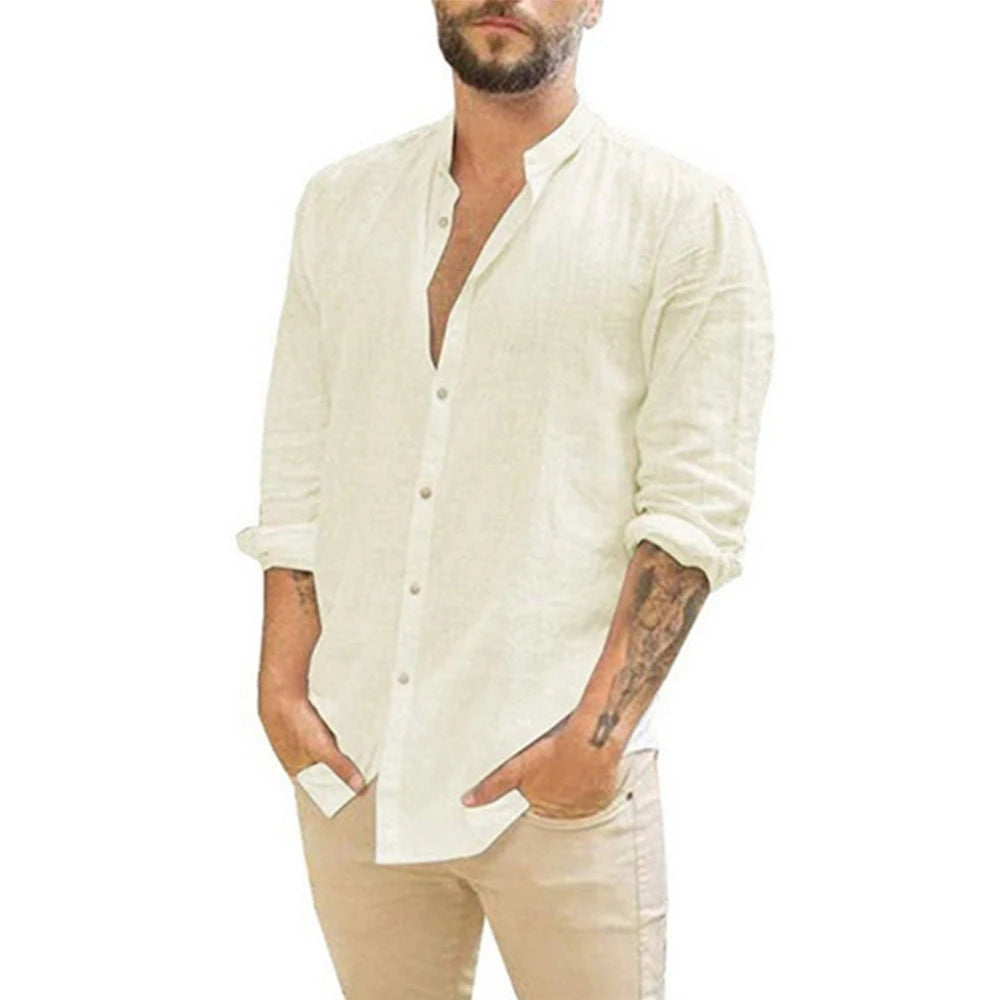 Men’s Casual Linen Long Sleeve Shirt&nbsp;