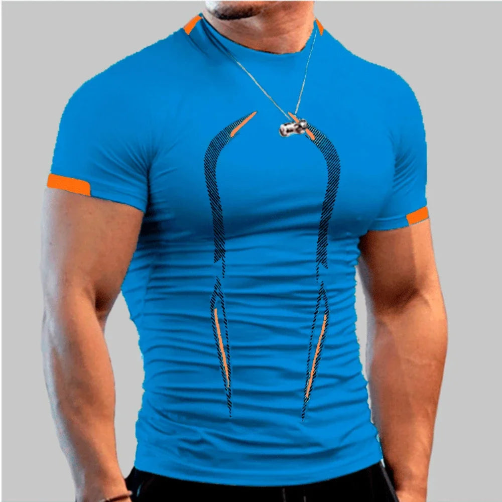 Men’s Performance Compression T-Shirt – White &amp; Blue