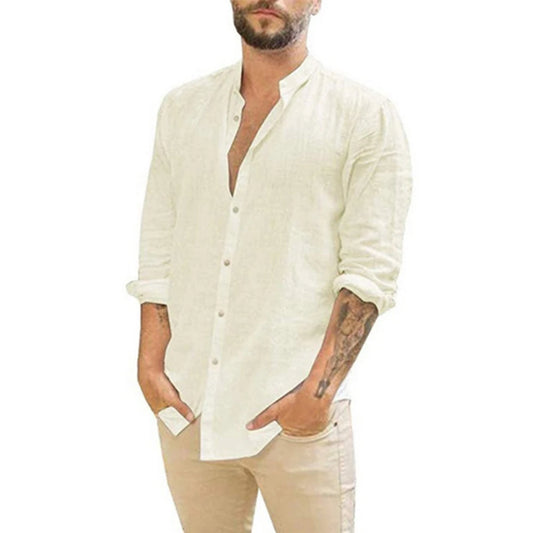 Men’s Casual Linen Long Sleeve Shirt&nbsp;