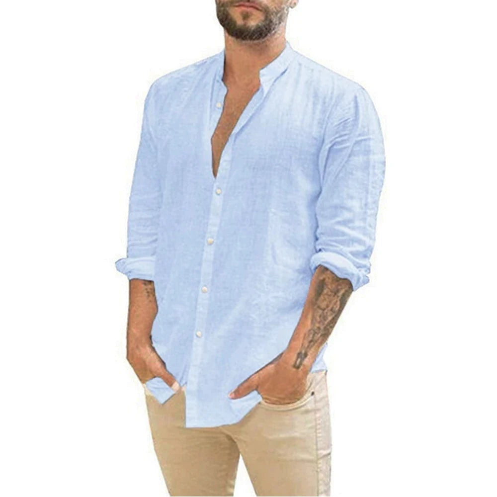 Men’s Casual Linen Long Sleeve Shirt&nbsp;