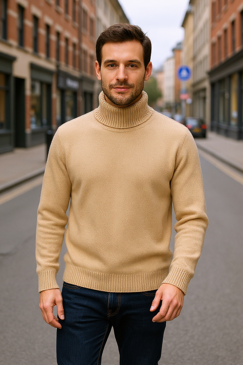 Men’s Elegant High Neck Knitted Sweater&nbsp;